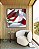 Quadro Quadrado Abstrato Mosaico Contornos Vermelho Turquesa Branco Canvas Moldura - Imagem 1