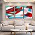 Trio de Quadros Abstrato Mosaico Contornos Vermelho Turquesa Branco Canvas Moldura - Imagem 4