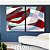 Duo de Quadros Abstrato Mosaico Contornos Vermelho Turquesa Branco Canvas Moldura - Imagem 1