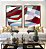 Duo de Quadros Abstrato Mosaico Contornos Vermelho Turquesa Branco Canvas Moldura - Imagem 5