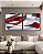 Duo de Quadros Quadrados Abstrato Mosaico Contornos Vermelho Turquesa Branco Canvas Moldura - Imagem 5