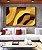 Quadro Horizontal Abstrato Mosaico Contornos Marrom Amarelo Ouro Canvas Moldura - Imagem 3