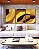 Trio de Quadros Abstrato Mosaico Contornos Marrom Amarelo Ouro Canvas Moldura - Imagem 2
