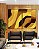 Duo de Quadros Abstrato Mosaico Contornos Marrom Amarelo Ouro Canvas Moldura - Imagem 1
