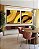 Duo de Quadros Quadrados Abstrato Mosaico Contornos Marrom Amarelo Ouro Canvas Moldura - Imagem 2