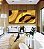 Duo de Quadros Quadrados Abstrato Mosaico Contornos Marrom Amarelo Ouro Canvas Moldura - Imagem 1