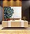 Quadro Horizontal Flor Azul Petróleo Dourada Textura Branca Floral Canvas Moldura - Imagem 4