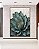 Quadro Vertical Flor Azul Petróleo Dourada Textura Branca Floral Canvas Moldura - Imagem 2