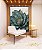 Quadro Vertical Flor Azul Petróleo Dourada Textura Branca Floral Canvas Moldura - Imagem 3