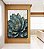 Quadro Vertical Flor Azul Petróleo Dourada Textura Branca Floral Canvas Moldura - Imagem 1