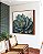 Quadro Quadrado Flor Azul Petróleo Dourada Textura Branca Floral Canvas Moldura - Imagem 2