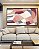 Quadro Horizontal Abstrato Mosaico Contornos Rosa Salmão Cinza Branco Canvas Moldura - Imagem 2