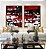 Duo de Quadros Abstrato Mosaico Vermelho Preto e Branco Canvas Moldura - Imagem 3