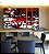 Trio de Quadros Estilizados Abstrato Mosaico Vermelho Preto e Branco Canvas Moldura - Imagem 3