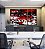 Trio de Quadros Estilizados Abstrato Mosaico Vermelho Preto e Branco Canvas Moldura - Imagem 4