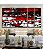 Trio de Quadros Estilizados Abstrato Mosaico Vermelho Preto e Branco Canvas Moldura - Imagem 2