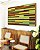 Quadro Horizontal Abstrato Mosaico Geométrico Amarelo Limão Vermelho Listras Tiras Canvas Moldura - Imagem 3