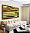 Quadro Horizontal Abstrato Mosaico Geométrico Amarelo Limão Vermelho Listras Tiras Canvas Moldura - Imagem 1