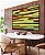 Quadro Horizontal Abstrato Mosaico Geométrico Amarelo Limão Vermelho Listras Tiras Canvas Moldura - Imagem 4