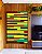 Quadro Vertical Abstrato Mosaico Geométrico Amarelo Limão Vermelho Listras Tiras Canvas Moldura - Imagem 2