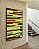 Quadro Vertical Abstrato Mosaico Geométrico Amarelo Limão Vermelho Listras Tiras Canvas Moldura - Imagem 1
