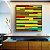 Quadro Quadrado Abstrato Mosaico Geométrico Amarelo Limão Vermelho Listras Tiras Canvas Moldura - Imagem 2