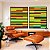 Duo de Quadros Abstrato Mosaico Geométrico Amarelo Limão Vermelho Listras Tiras Canvas Moldura - Imagem 1