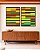 Duo de Quadros Abstrato Mosaico Geométrico Amarelo Limão Vermelho Listras Tiras Canvas Moldura - Imagem 3