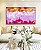Quadro Horizontal Abstrato Mosaico Rosa Laranja Canvas Moldura - Imagem 1