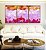 Trio de Quadros Abstrato Mosaico Rosa Laranja Canvas Moldura - Imagem 1