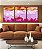 Trio de Quadros Abstrato Mosaico Rosa Laranja Canvas Moldura - Imagem 2