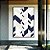 Quadro Vertical Abstrato Geométrico Mosaico Azul Bege Branco Canvas Moldura - Imagem 2