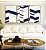Trio de Quadros Abstrato Geométrico Mosaico Azul Bege Branco Canvas Moldura - Imagem 3