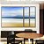 Trio de Quadros Estilizados Praia Mar Azul Sereno Nuvens Movimento Canvas Moldura - Imagem 3