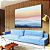 Quadro Horizontal Paisagem Abstrata horizonte Sereno Azul e Rosa Canvas Moldura - Imagem 1