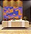 Quadro Horizontal Abstrato Mosaico Geométrico Lilás Roxo Laranja Canvas Moldura - Imagem 1