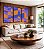 Trio de Quadros Abstrato Mosaico Geométrico Lilás Roxo Laranja Canvas Moldura - Imagem 2