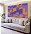 Trio de Quadros Abstrato Mosaico Geométrico Lilás Roxo Laranja Canvas Moldura - Imagem 4