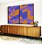 Duo de Quadros Abstrato Mosaico Geométrico Lilás Roxo Laranja Canvas Moldura - Imagem 2