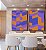Duo de Quadros Abstrato Mosaico Geométrico Lilás Roxo Laranja Canvas Moldura - Imagem 1