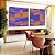 Duo de Quadros Quadrados Abstrato Mosaico Geométrico Lilás Roxo Laranja Canvas Moldura - Imagem 2