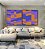 Duo de Quadros Quadrados Abstrato Mosaico Geométrico Lilás Roxo Laranja Canvas Moldura - Imagem 3