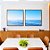 Duo de Quadros Quadrados Mar Azul Claro Ondas Suaves Céu Limpo Natureza Canvas Moldura - Imagem 4