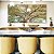 Duo de Quadros Quadrados Árvore Outono Folhas Douradas Céu Azul Turquesa Paisagem Natureza Canvas Moldura - Imagem 2
