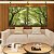 Duo de Quadros Quadrados Copa de Árvores Verde Vibrante Céu Claro Natureza Canvas Moldura - Imagem 3