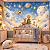 Papel de Parede Infantil Pequeno Príncipe Aquarela – Céu Estrelado, Planetas e Raposinha para Quarto de Bebê - Imagem 2