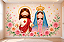 Papel de Parede Infantil Jesus Sagrado Coração e Nossa Senhora Aparecida Aquarela com Flores para Quarto de Bebê - Imagem 1