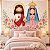 Papel de Parede Infantil Jesus Sagrado Coração e Nossa Senhora Aparecida Aquarela com Flores para Quarto de Bebê - Imagem 3