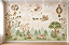 Papel de Parede Infantil Adesivo Ursinhos Aviadores Aquarela Floresta Encantada Balões Verde Sálvia Quarto de Bebê - Imagem 1