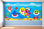 Papel de Parede Infantil Adesivo Baby Shark Tubarão Fundo do Mar com Boiserie Azul Quarto de Bebê e Criança - Imagem 2